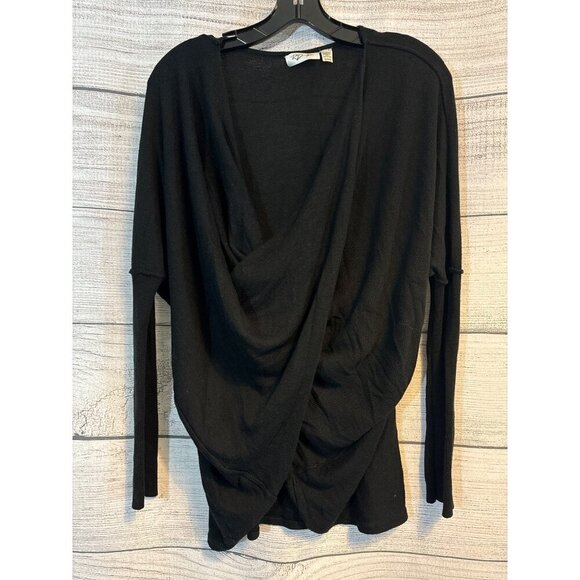 RD Style Black Drape Front Long Sleeve Top Size M - Picture 1 of 4